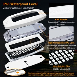 UCINNOVATE 2X 6.9" Marine LED Boat Light, 3000LM 84LED Waterproof Transom Lights, Underwater for Yachts, Sailboat, Pontoon, Deck Stern (Green, 12-36V, IP68)