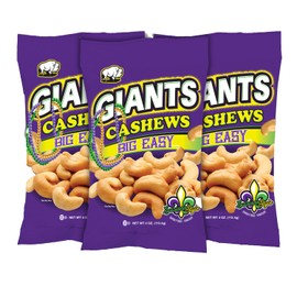GIANTS Big Easy Cashews - Cashew Nuts Roasted, Lightly Salted, Individual Packs, Snack Bags, Smoky BBQ & Vinegar, Dry Roasted, High in Protein - 4 oz Bags (Pack of 3)