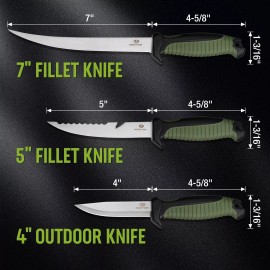 MOSSY OAK 3-Piece Fishing Fillet Knife Set  Stainless Steel Filet Knives Green