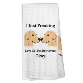 VRW Funny Golden Retriever Decorative Kitchen Dish Towels, Golden Retriever Tea Towels Hand Towels for Golden Retriever Bathroom Decorations, Dog Lovers Decor Towels Gifts for Women, 16x24 Inch