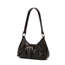 Y2K Retro Style Shoulder Bag, Maillard Pleated Rivet Armpit Bag, Fashionable Ladies Cool L