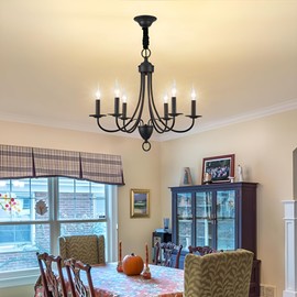 Kaluxry Chandelier for Dining Room，22 inch Farmhouse Black Chandelier Light Fixture for Kitchen Table,Living Room, Bedroom, Foyer, Bar Island,Entryway, Bathroom