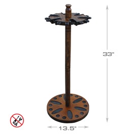 Rush Creek Creations Round 24 Fishing Rod Rack with Dual Rod Clips - No Tool Assembly - Water Resistant Dark, 24-Rod Light Wood