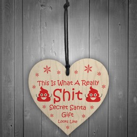 Red Ocean Funny Secret Santa Gift For Her Wood Heart Secret Santa Gift For Him Colleague Friend Gift