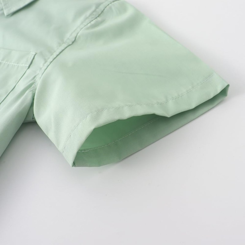 Spring&Gege Boys' Short Sleeve Dress Shirts Formal Uniform Poplin Solid,