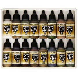 Vallejo Model Air Extreme Modelling Tank Acrylic Paint Set for Air Brush - Assorted Colours (Pack of 16),17 ml (Pack of 16), Red