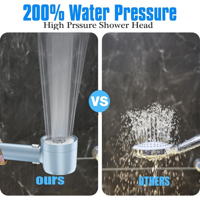 High Pressure Shower Head with Handheld, with Pause Switch 4