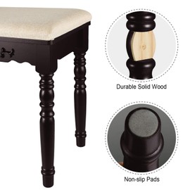 URFORESTIC Vanity Stool, Modern Makeup Dressing Stool with Concave Seat Surface,Capacity 300lb, Easy Assembly (Brown)