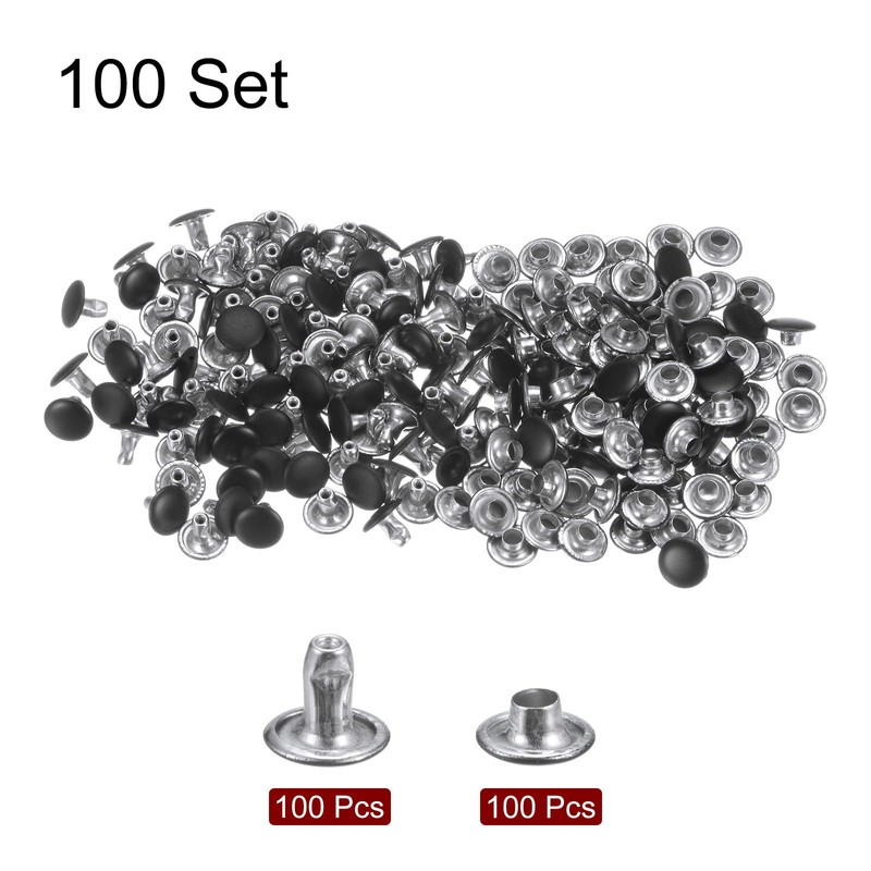 QUARKZMAN 100 Sets 8 mm x 6 mm Leather Rivets,