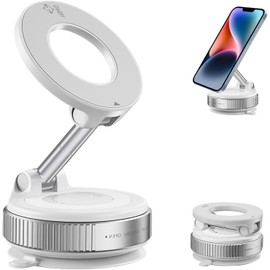 Soportes para teléfono para tu coche, fuerte soporte magnético con ventosa de 360° ajustable para parabrisas y salpicadero, universal para todos los teléfonos inteligentes (blanco-A)
