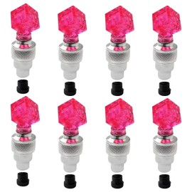 8 Pack Valve Stem LED Cap for Bike Bicycle Car Motorcycle Wheel Tire Light Lamp (Dice, Pink)