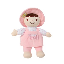 Linzy Plush,My First Doll with Hat, Super Soft Plush Baby Doll, Safe for All Ages, Mi Primera Muñeca, Stuffed Plush Doll 10'' Brown Hair (83560BROWN)