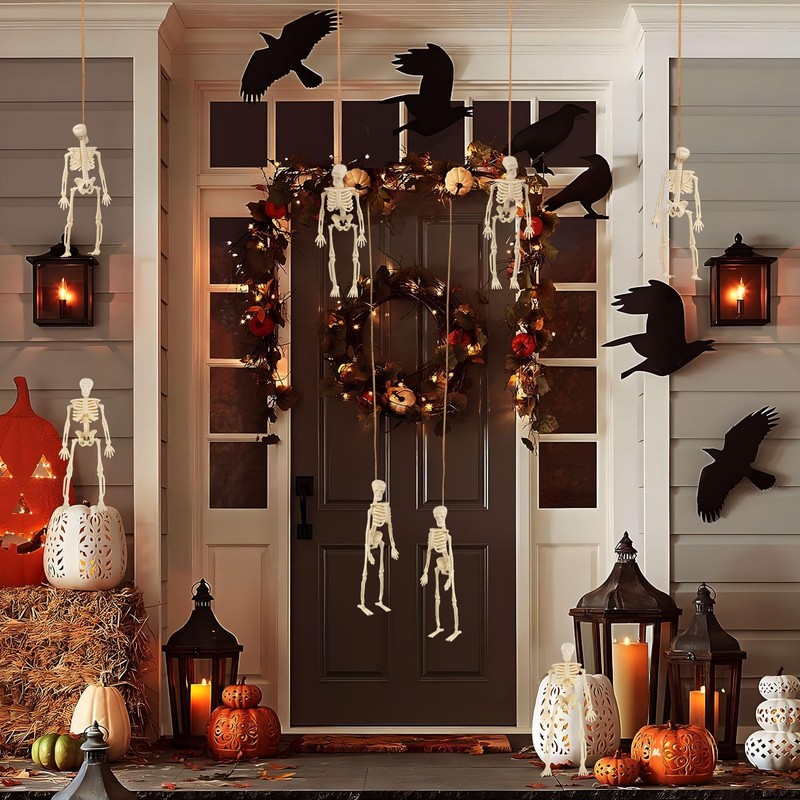 10 Pcs Mini Halloween Skeleton Decorations, White Small Plastic Skeleton