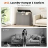 SOLEDI 180L 3-Section Laundry Hamper with Lid, Extra Large Dirty