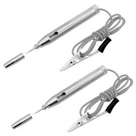 Car Voltage Tester 6 V 12 V 24 V Power Tester with Crocodile Clip, Power Tester Car Test Lamp, Voltage Tester with Cable, for Cars and Motorcycles, Silver, Pack of 2