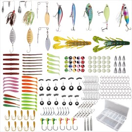 221pcs Bass Fishing Tackle Box With Tackle Included, Bigmouth&Smallmouth Bass Fishing Lure Kit, Freshwater&Saltwater Bass Fishing Gear, Bass Lures Gift For Men Fishing Lovers