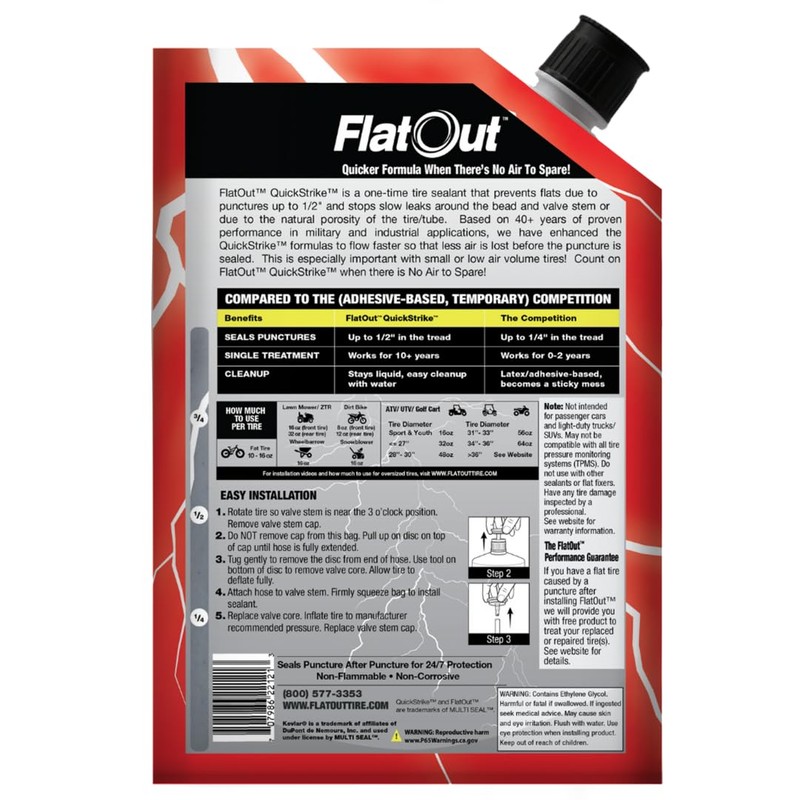 Flat Out QuickStrike Tire Sealant Off-Road Formula - Prevent Flat