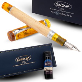 Conklin Duragraph Voyager Fountain Pen Fine Nib – Birchwood + European Resin + Free 15ml Ink Bottle – Luxury Gift Pen for Professionals, Collectors, Writers