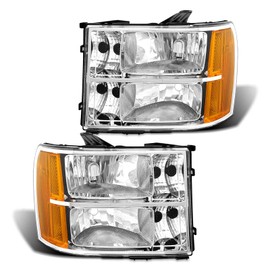 ADCARLIGHTS for 2007 2008 2009 2010 2011 2012 2013 2014 Sierra Headlight Assembly compatible with 07-13 GMC Sierra 1500/07-14 GMC Sierra 2500HD 3500HD Chrome Housing Headlamp Replacement L+R
