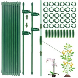 Plant Support Trellis Perennials, Pack of 20 Plant Holders, Equipped with 30 Carabiners, with 10 Extension Tubes, Pepper Trellis Tomato Tendrils, Perennial Holder, Plant Support (100 Pieces)