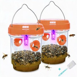 2 Pack Wasp Traps Outdoor Hanging Carpenter Bee Trap for Hornet, Yellow Jacket, Wasps, Reusable Solar Wasp Catcher, Bee Catchers for Outside