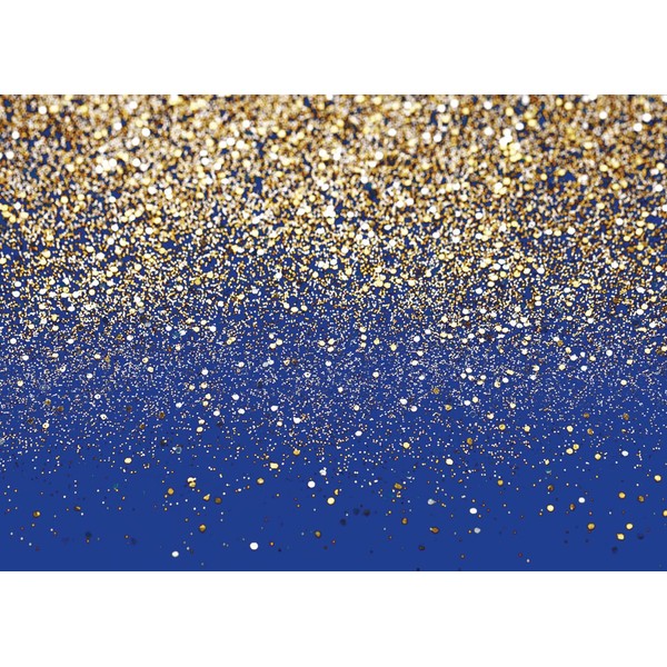 LYCGS 8x6ft Royal Blue Glitter Backdrop Birthday Gold Spots Bokeh