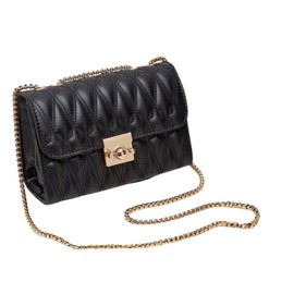 Quikaboo Women's Shoulder Bag, Crossbody, PU Leather, Chain, Small, Mini, Square Bag, Black