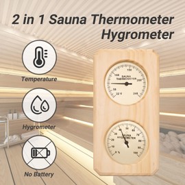 Sauna Thermometer and Hygrometer, 2 in 1 Sauna Thermometer Fahrenheit Accessories, Sauna Temperature Gauge for Sauna Steam Room Indoor Humidity Gauge Temperature Monitor Infrared Sauna Accessories