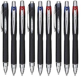 Uni Ball Colour Pack Jetstream Retractable Broad Rollerball Pen 1mm Nib Tip Waterproof Lightproof Fast Drying Pigment Ink SXN-210 (3 Of Each Colour Red Blue Black - 9 Pens)