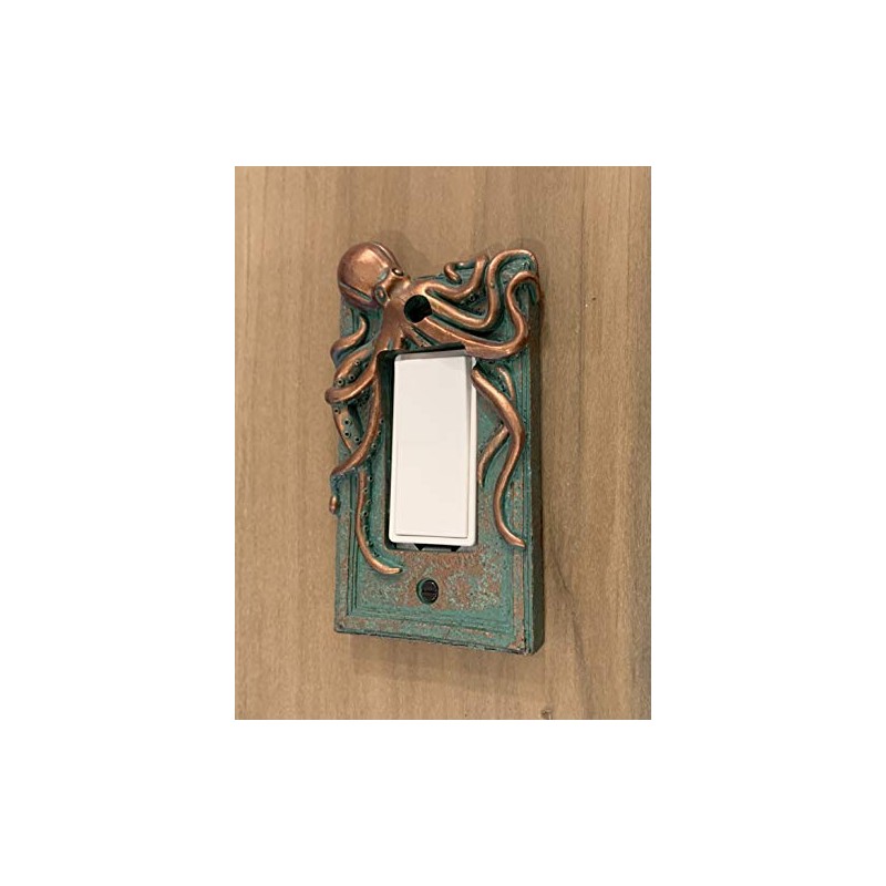 Top Brass Large Octopus/Kraken Electrical Cover Wall Plate Bronze/Verdigris Finish