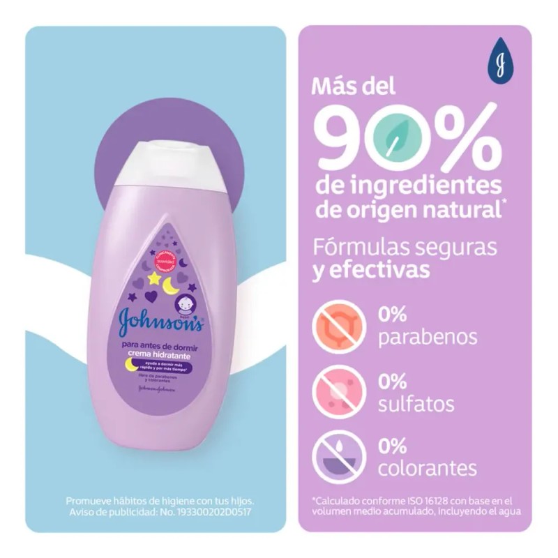 Johnson's crema corporal para bebé antes de dormir 200 ml