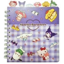 Cute Character PP Index Notebook, 6 Tabbed Sections Featuring Popular Characters, Great for School or Journaling, 90 Sheets_Purple_Size 6.5” x 6” (16.5cm x 15.3cm)