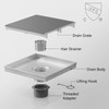 Sharpeye 8 Inch Square Shower Drain with Wedge Wire Grate,