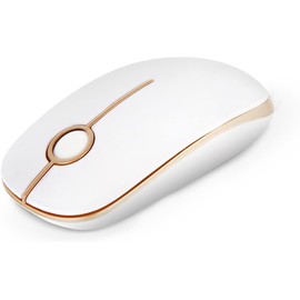 Wireless Mouse, Vssoplor 2.4G Slim Portable Computer Mice with Nano Receiver for Notebook, PC, Laptop, Computer-White and Gold
