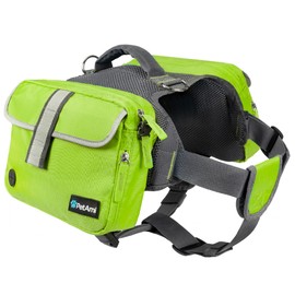 PetAmi Dog Backpack for Medium Large Dogs, Dog Saddle Bag for Dogs to Wear, Harness Saddlebag with Reflective Safety Side Pockets for Hiking, Camping, Vest Dog Pack for Travel (Green, Large)