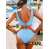 Kaei&Shi Ruffle Two Piece Swimsuit for Women,Cheeky Bikini Sets,Full Coverage