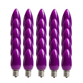 EZLS C9 Purple Opaque SMD LED Bulbs - Box of 25 Smooth Purple Retro C9 Replacement Bulbs