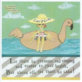 Curly Girl - Greeting Card - Let There be Presents and Singing and Toast to Your Health!