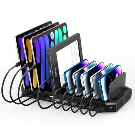 Alxum 60W 10 Ports USB Charging Station for Multiple Devices, Multi USB Charger Station with 5V/2.4A Output for Phone, Tablet and More