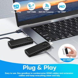 Wireless HDMI Transmitter and Receiver, Plug&Play, 1080P Output Portable Extender Kit, Wireless HDMI Transmission Supports Video Streaming from Laptop to HDTV/Projector/Tablet