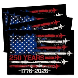 250 Anniversary USA Placemats, 4th of July Placemats Set of 4, 12x18 Inch, 1776-2026 Memorial Day Independence Day Table Mats for 4th of July Party Supplies-A01