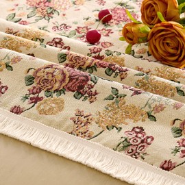 OMMATO Tablecloths Rectangular Floral Tablecloth Vintage Decor Table Cover for Kitchen, Dining Room, Boho French Rustic Farmhouse 55 x 84