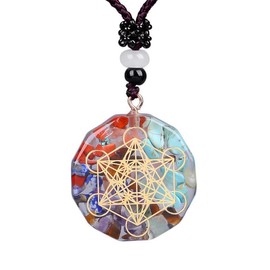 Collar Dije Orgonita Con Metatron Geometría Sagrada Meditación y protección espiritual Amuleto de Energía