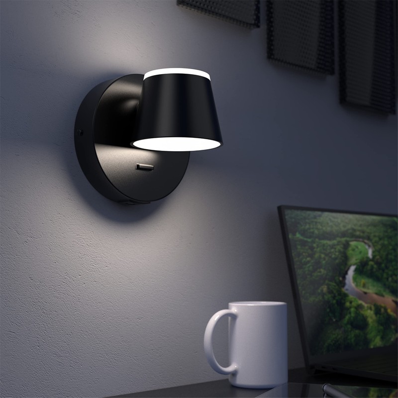URSOLA Wall Light LED Wall Sconce with On/Off Switch USB