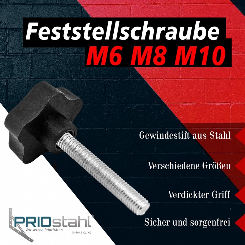 PRIOstahl Locking screw star grip screw star nut - M8