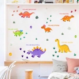 Inspirational Dinosaur Wall Decals Watercolor Dinosaur Wall Decals Boys Bedroom Playroom Decoration Removable Dino Motivational Words Peel and Stick Nursery Room Classroom Decor