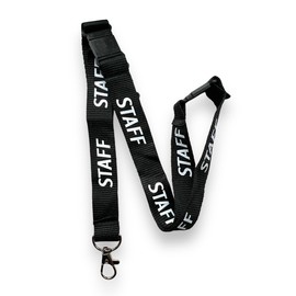 PAC Supplies Global 20mm STAFF Neck Lanyard With 3 Point (Triple) Safety Breakaway (Black, 1)