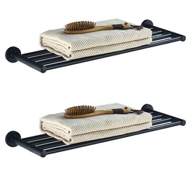 Bathroom Towel Rack, Hotel Style Towel Racks for Bathroom Wall Mounted, Modern Towel Bar Rack 23.6 Inch, 2-Tier Towel Shelves, Black