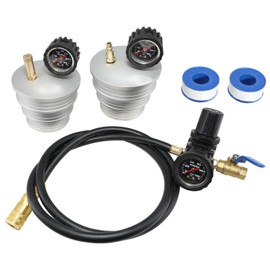 Charge Air Cooler CAC Boost Leak Tester 6061Aluminum End Caps with 3" 3.5" 4” Non-Slip Grooved 5 Foot Extension Cord and 150 PSI Regulator US and EU Standard Joints for Class 7-8 Semi Trucks Tractors