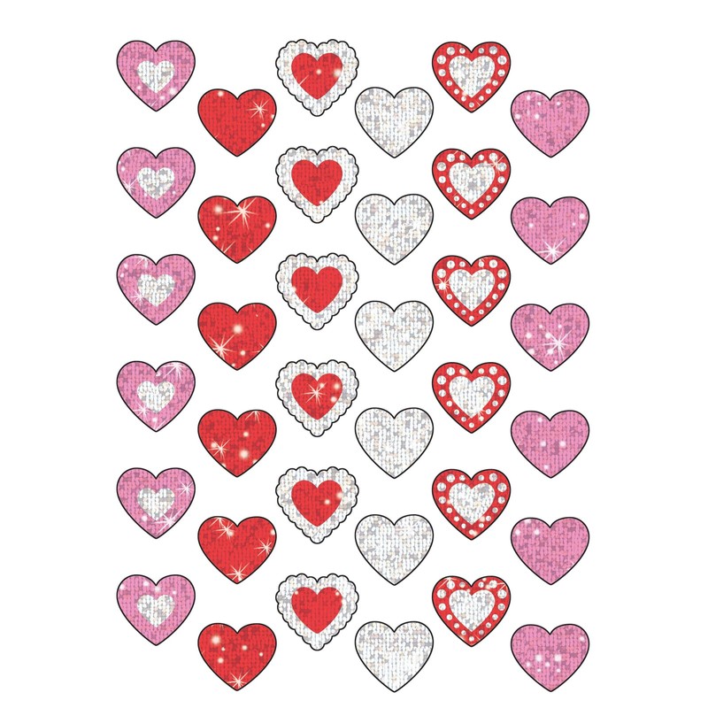 TREND enterprises, Inc. Shimmering Hearts Sparkle Stickers, 72 ct